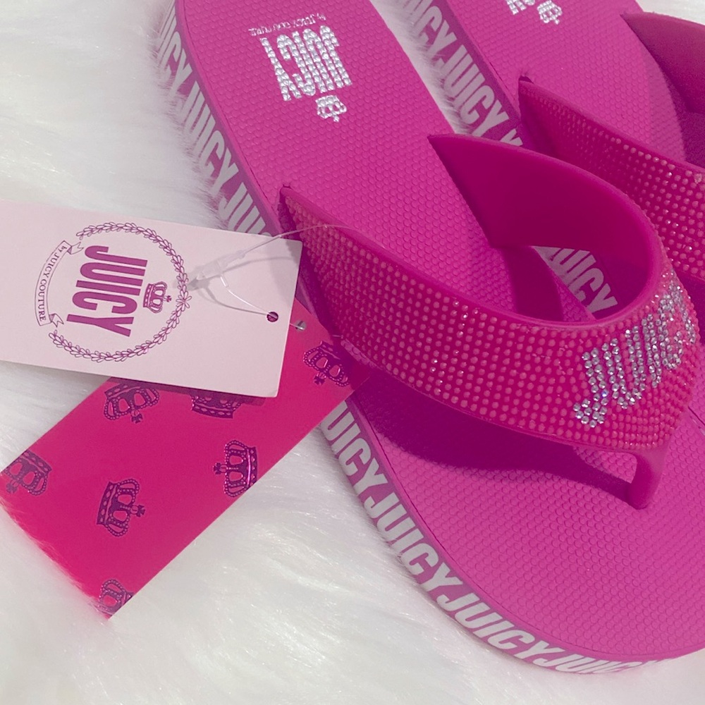 Juicy Couture Rhinestone Flip Flop New Excellent Condition - Picture 7 of 8